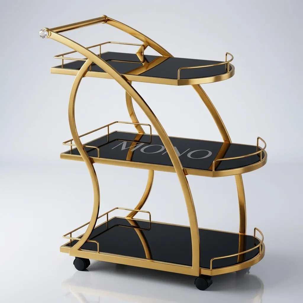 Stainless Steel Tempered Glass 3-Tier Service Trolley [1025] — SVT-1025 (image 1)