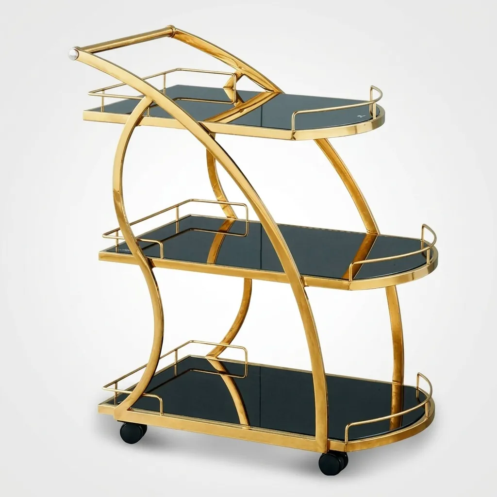 Stainless Steel Tempered Glass 3-Tier Service Trolley [1025] — SVT-1025 (image 12)