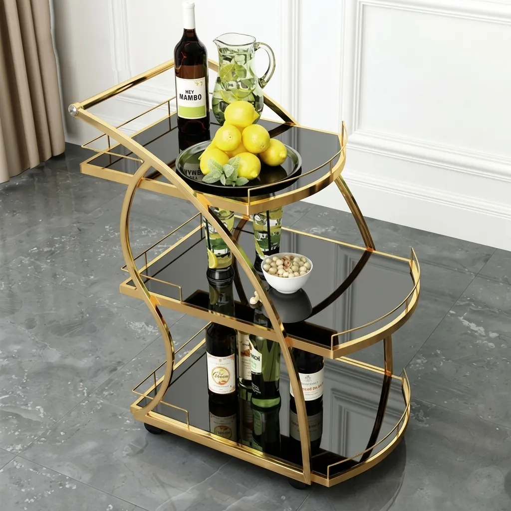 Stainless Steel Tempered Glass 3-Tier Service Trolley [1025] — SVT-1025 (image 13)