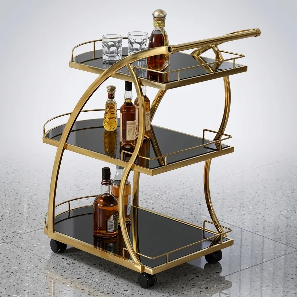 Stainless Steel Tempered Glass 3-Tier Service Trolley [1025] — SVT-1025 (image 14)
