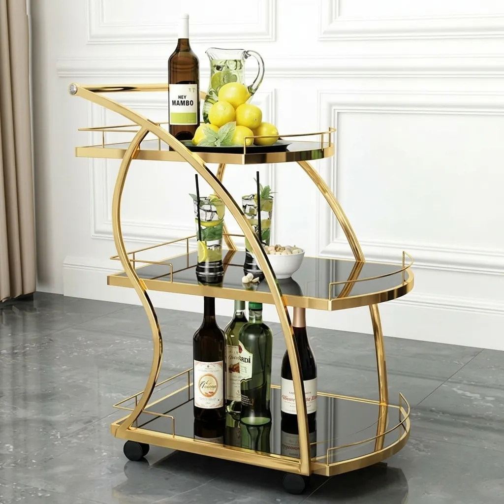 Stainless Steel Tempered Glass 3-Tier Service Trolley [1025] — SVT-1025 (image 15)