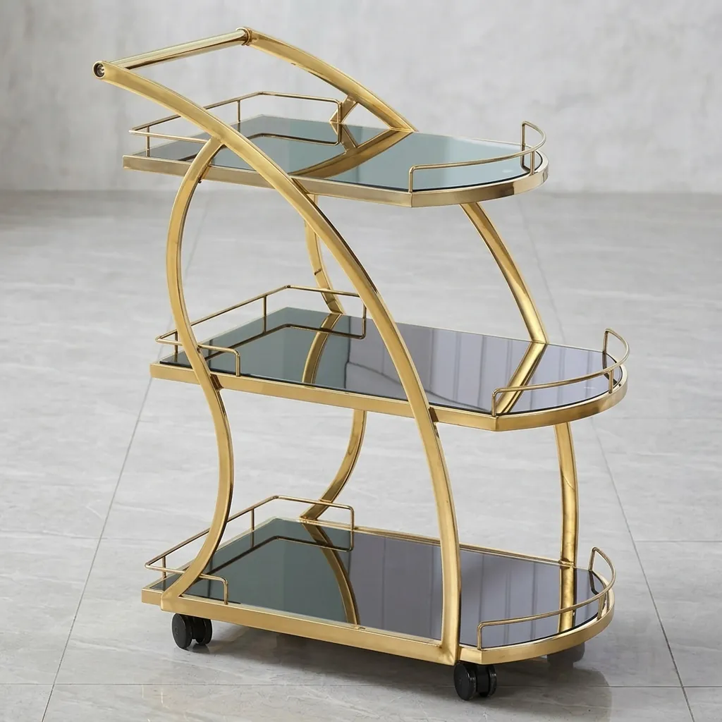 Stainless Steel Tempered Glass 3-Tier Service Trolley [1025] — SVT-1025 (image 16)