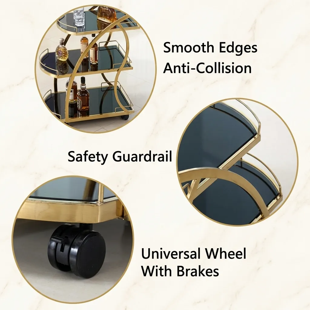 Stainless Steel Tempered Glass 3-Tier Service Trolley [1025] — SVT-1025 (image 19)