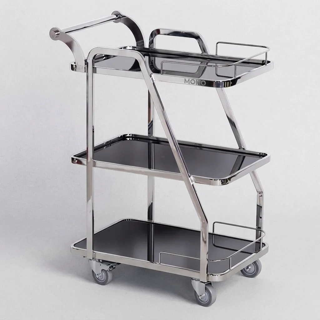 Stainless Steel Tempered Glass 3-Tier Service Trolley [1028] — SVT-1028 (image 1)