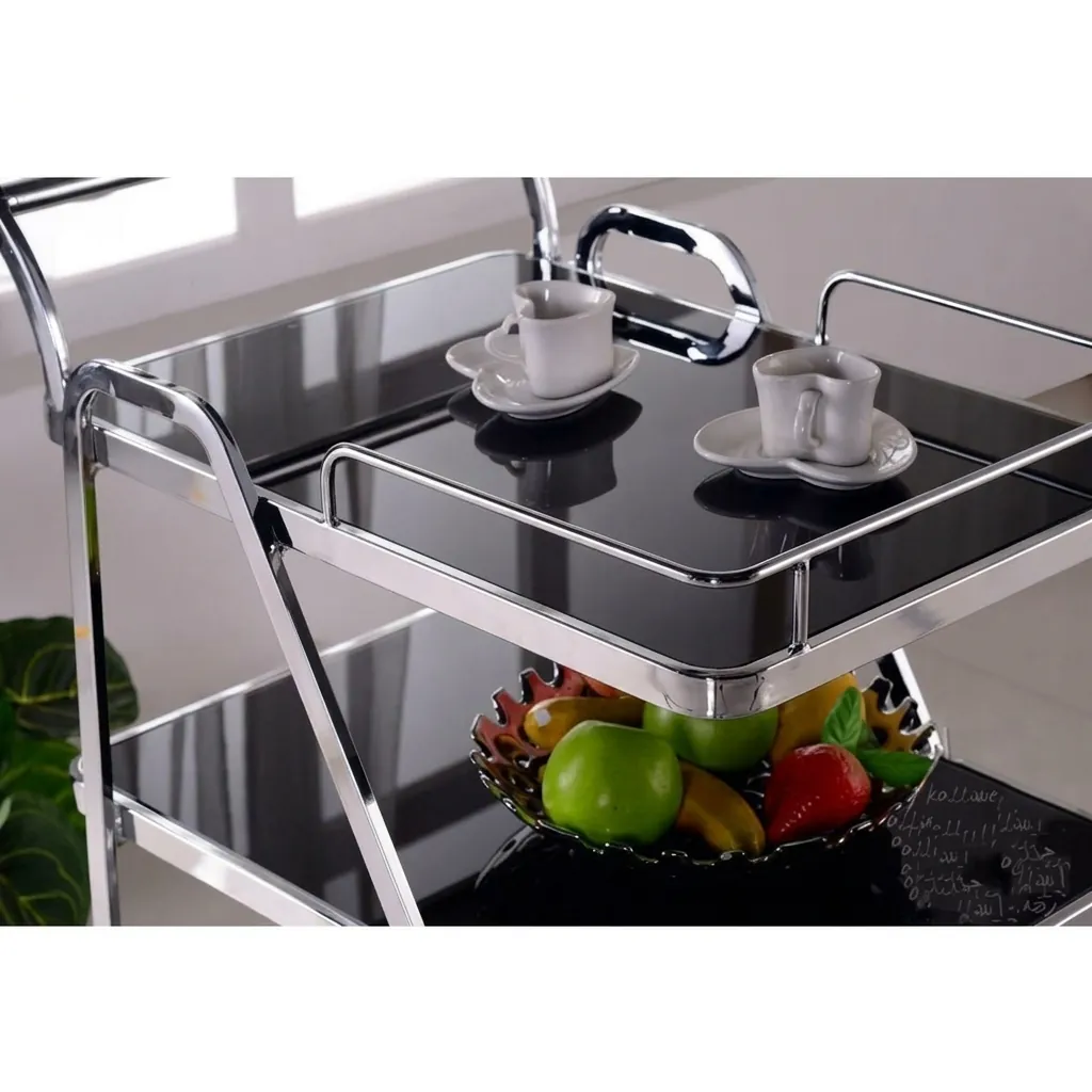 Stainless Steel Tempered Glass 3-Tier Service Trolley [1028] — SVT-1028 (image 2)