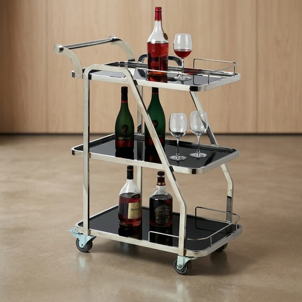 Stainless Steel Tempered Glass 3-Tier Service Trolley [1028] — SVT-1028 (image 3)