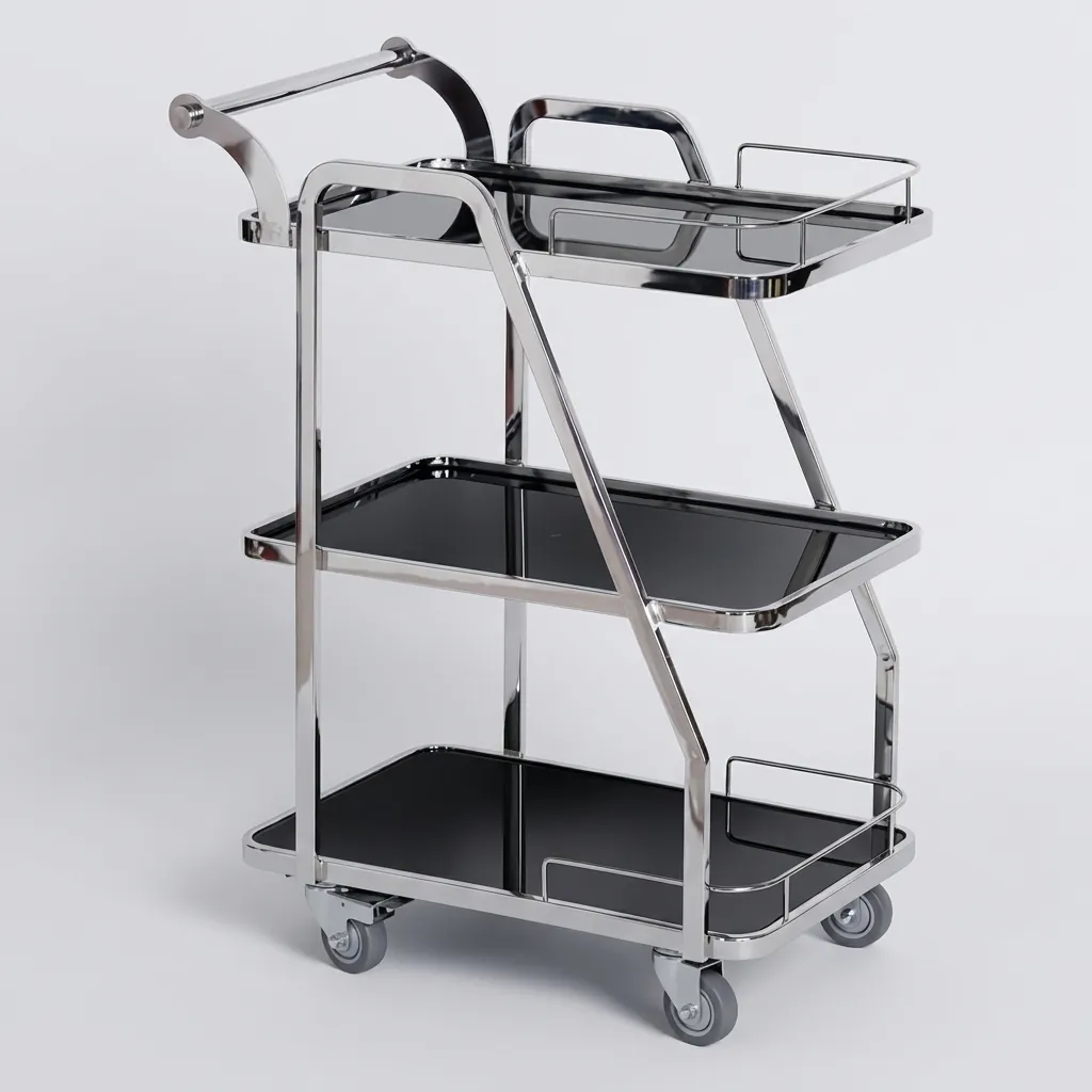 Stainless Steel Tempered Glass 3-Tier Service Trolley [1028] — SVT-1028 (image 7)