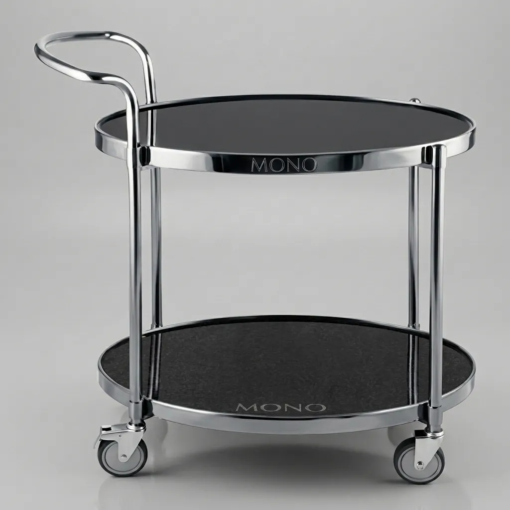 Tempered Glass Two-Layer Oval Service Trolley [1029] — SVT-1029 (image 1)