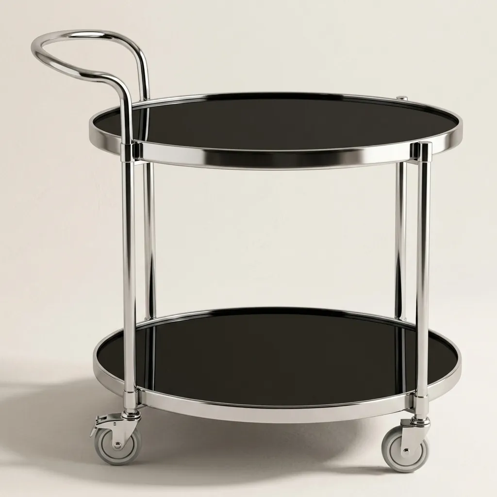 Tempered Glass Two-Layer Oval Service Trolley [1029] — SVT-1029 (image 8)