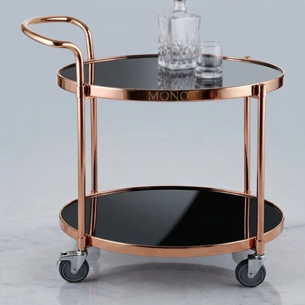 Tempered Glass Two-Layer Oval Service Trolley [1030] — SVT-1030 (image 1)