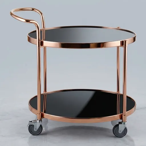 Tempered Glass Two-Layer Oval Service Trolley [1030] — SVT-1030