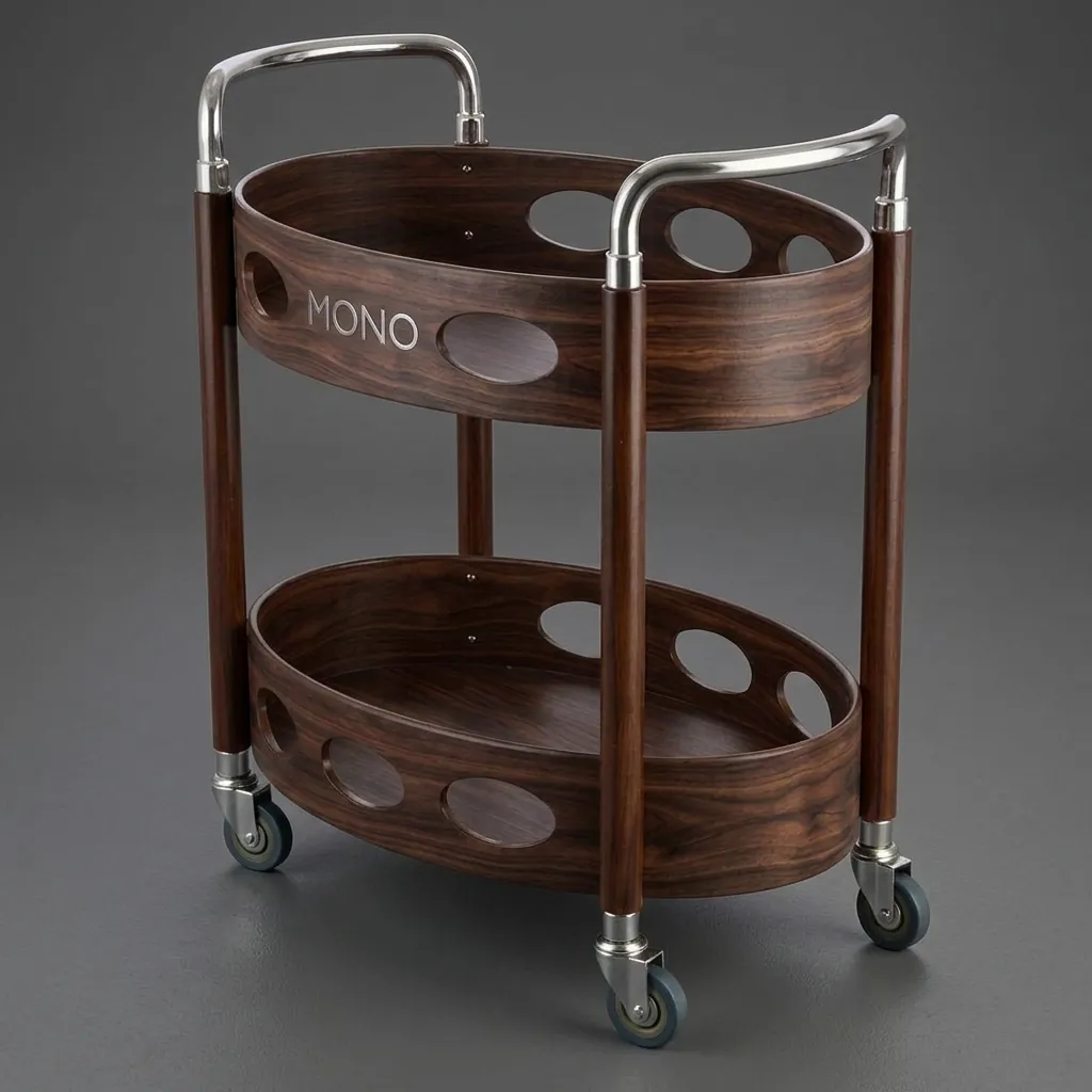 Two-Layer Oval Wooden Service Trolley — SVT-1031 (image 1)
