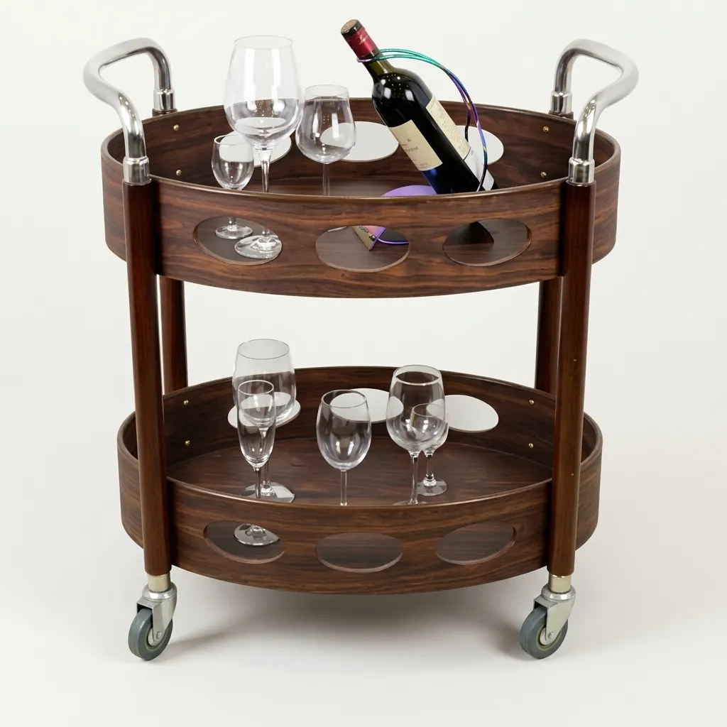Two-Layer Oval Wooden Service Trolley — SVT-1031 (image 2)