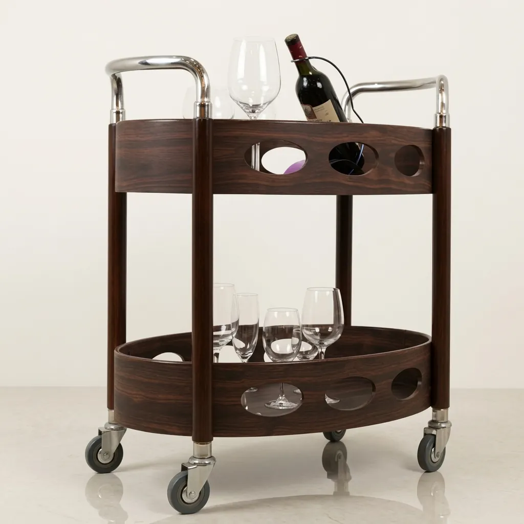 Two-Layer Oval Wooden Service Trolley — SVT-1031 (image 3)