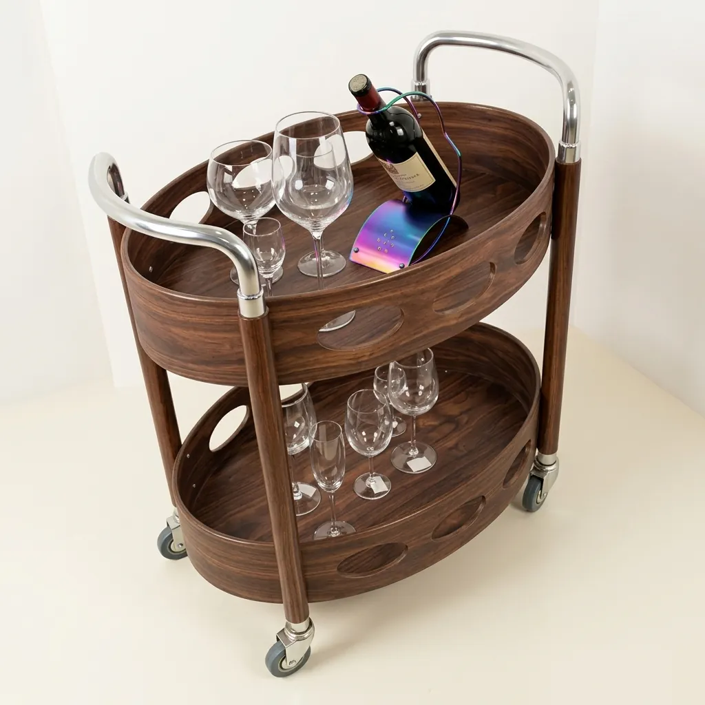 Two-Layer Oval Wooden Service Trolley — SVT-1031 (image 4)