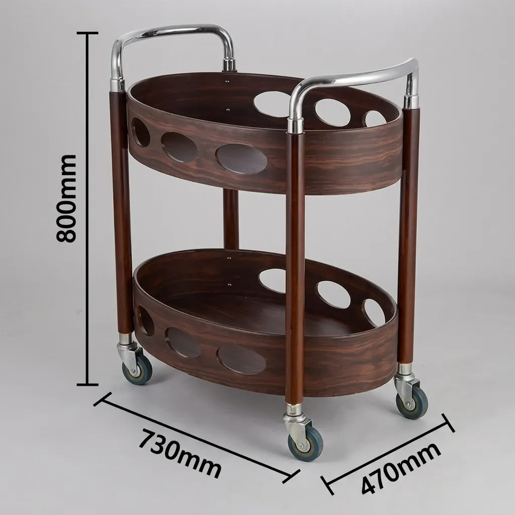 Two-Layer Oval Wooden Service Trolley — SVT-1031 (image 5)