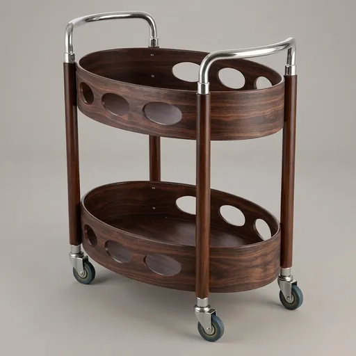 Two-Layer Oval Wooden Service Trolley — SVT-1031