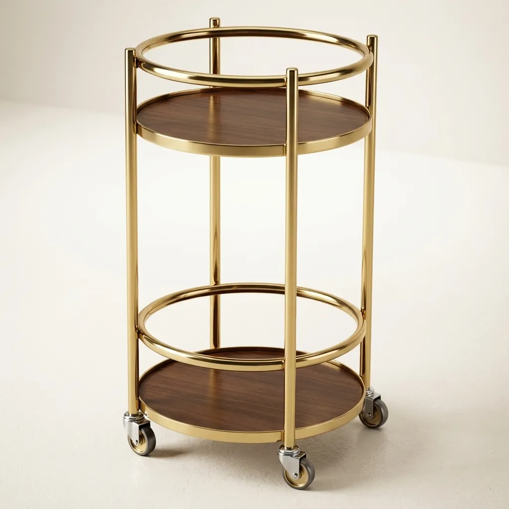 Stainless Steel Two-Layer Round Service Trolley — SVT-1032 (image 3)