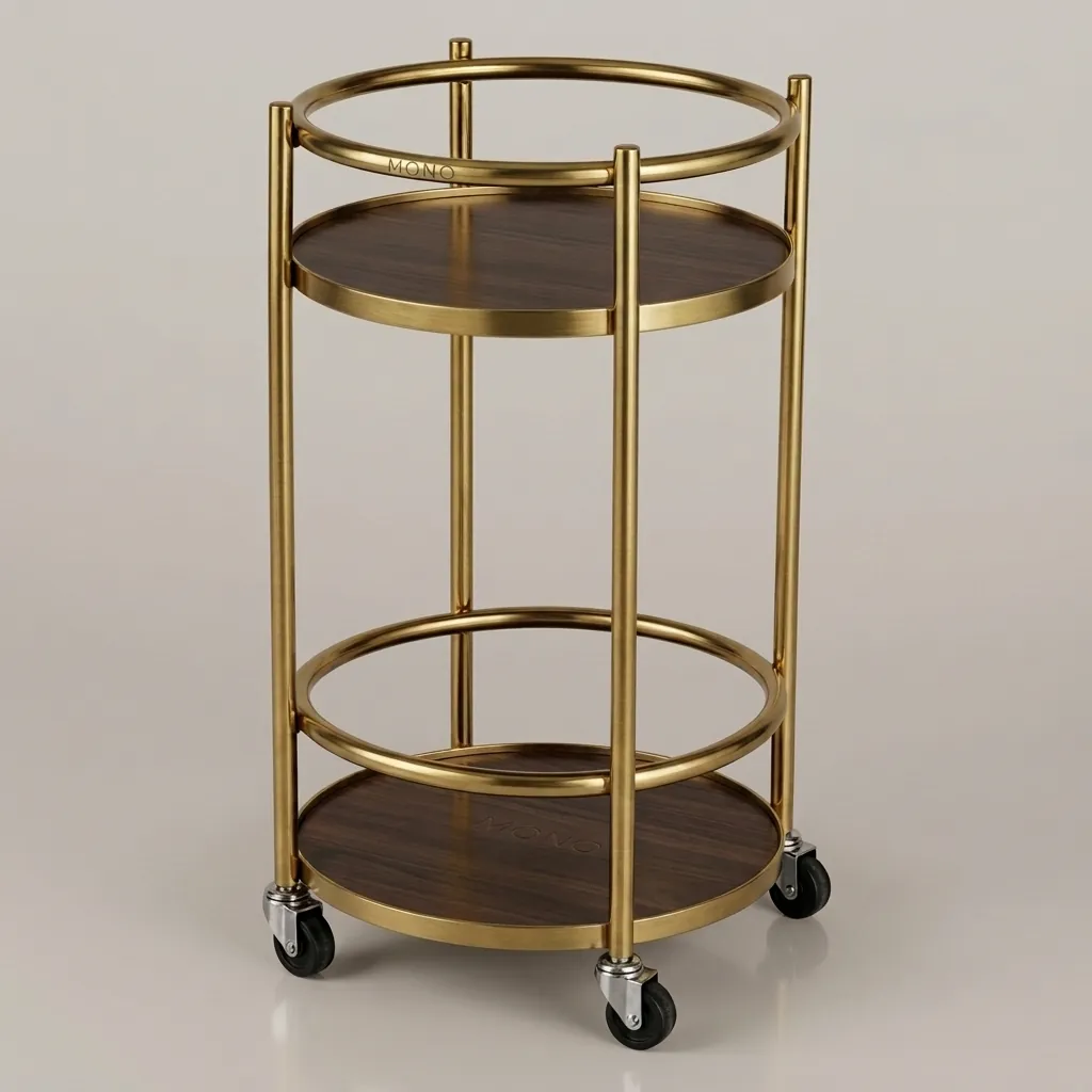 Stainless Steel Two-Layer Round Service Trolley — SVT-1032 (image 1)