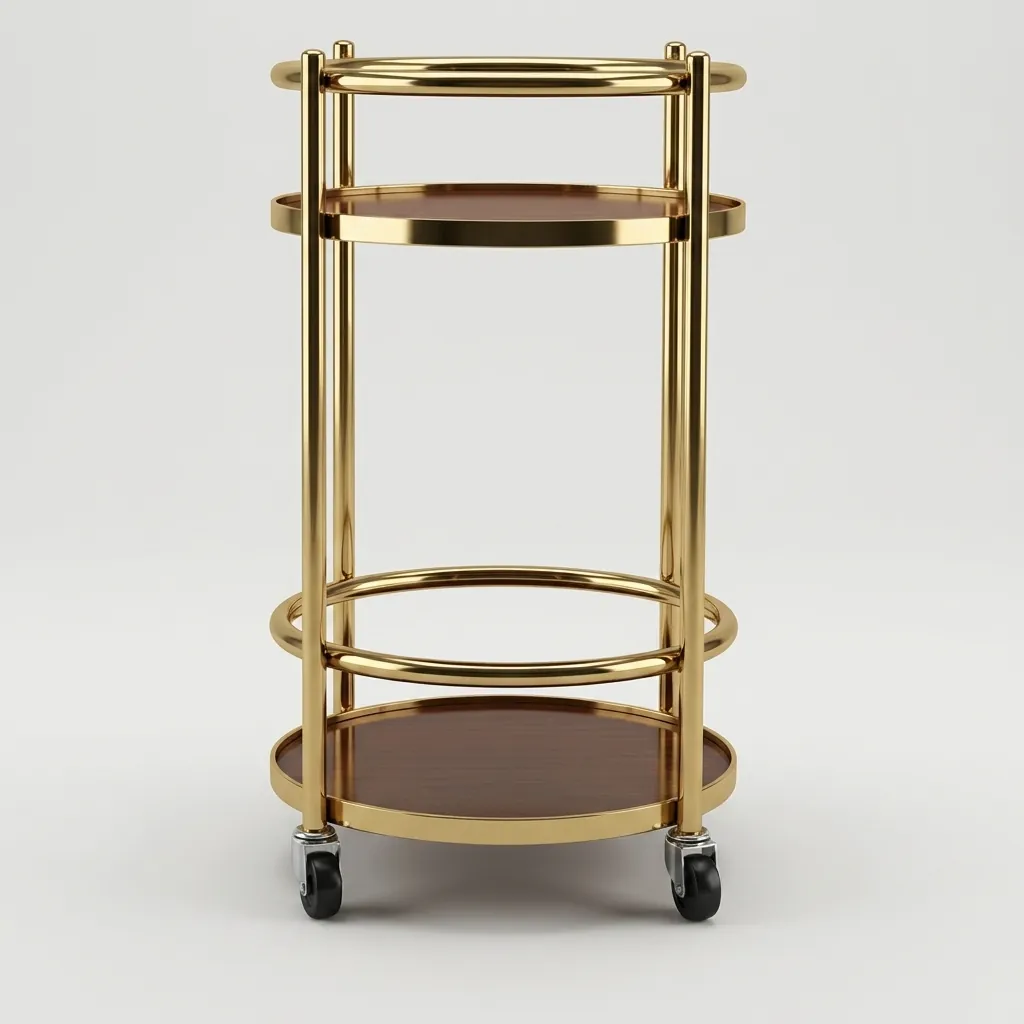 Stainless Steel Two-Layer Round Service Trolley — SVT-1032 (image 4)