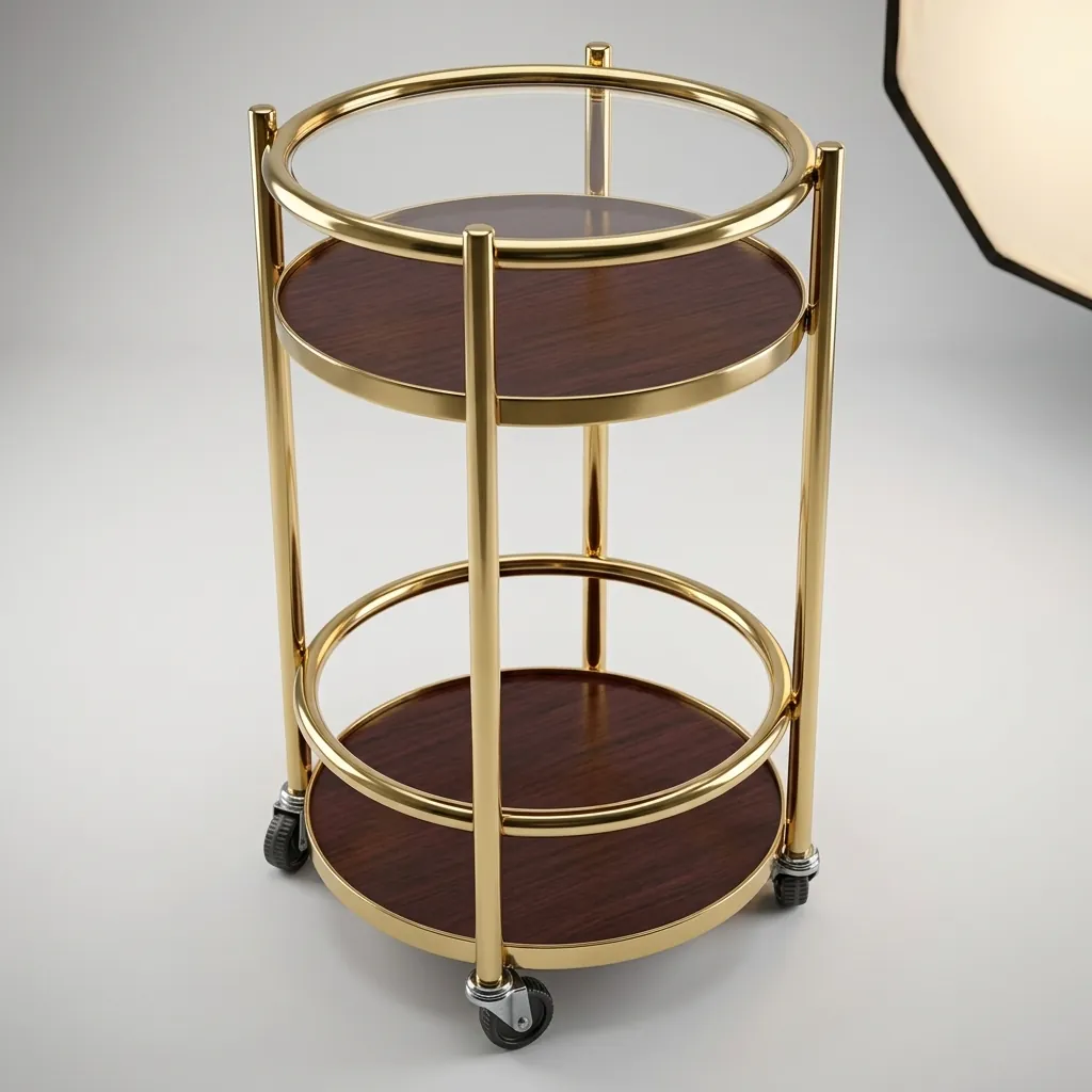 Stainless Steel Two-Layer Round Service Trolley — SVT-1032 (image 5)