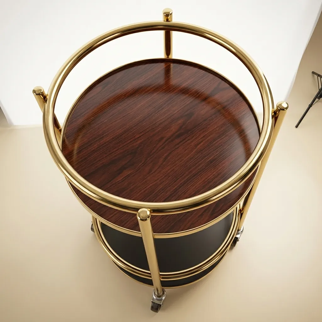 Stainless Steel Two-Layer Round Service Trolley — SVT-1032 (image 6)