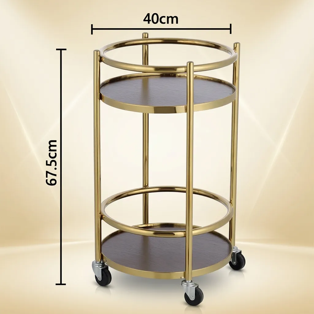 Stainless Steel Two-Layer Round Service Trolley — SVT-1032 (image 7)