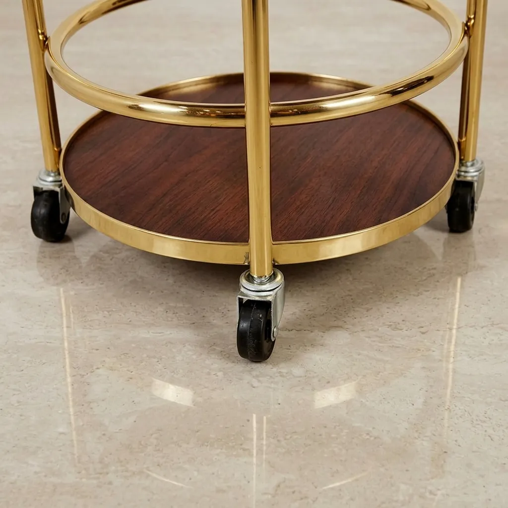 Stainless Steel Two-Layer Round Service Trolley — SVT-1032 (image 8)