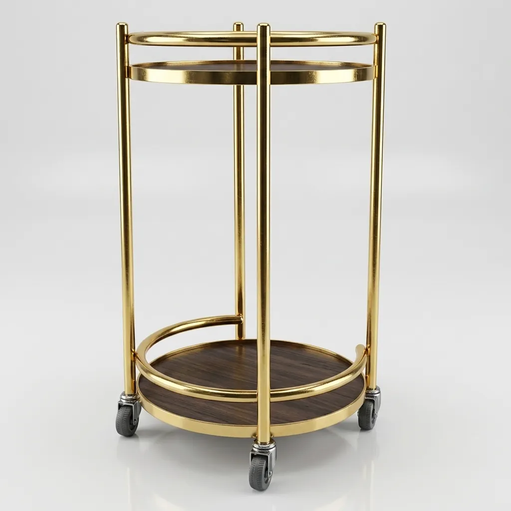Stainless Steel Two-Layer Round Service Trolley — SVT-1032 (image 10)