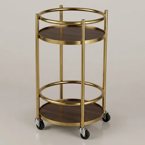 Stainless Steel Two-Layer Round Service Trolley — SVT-1032