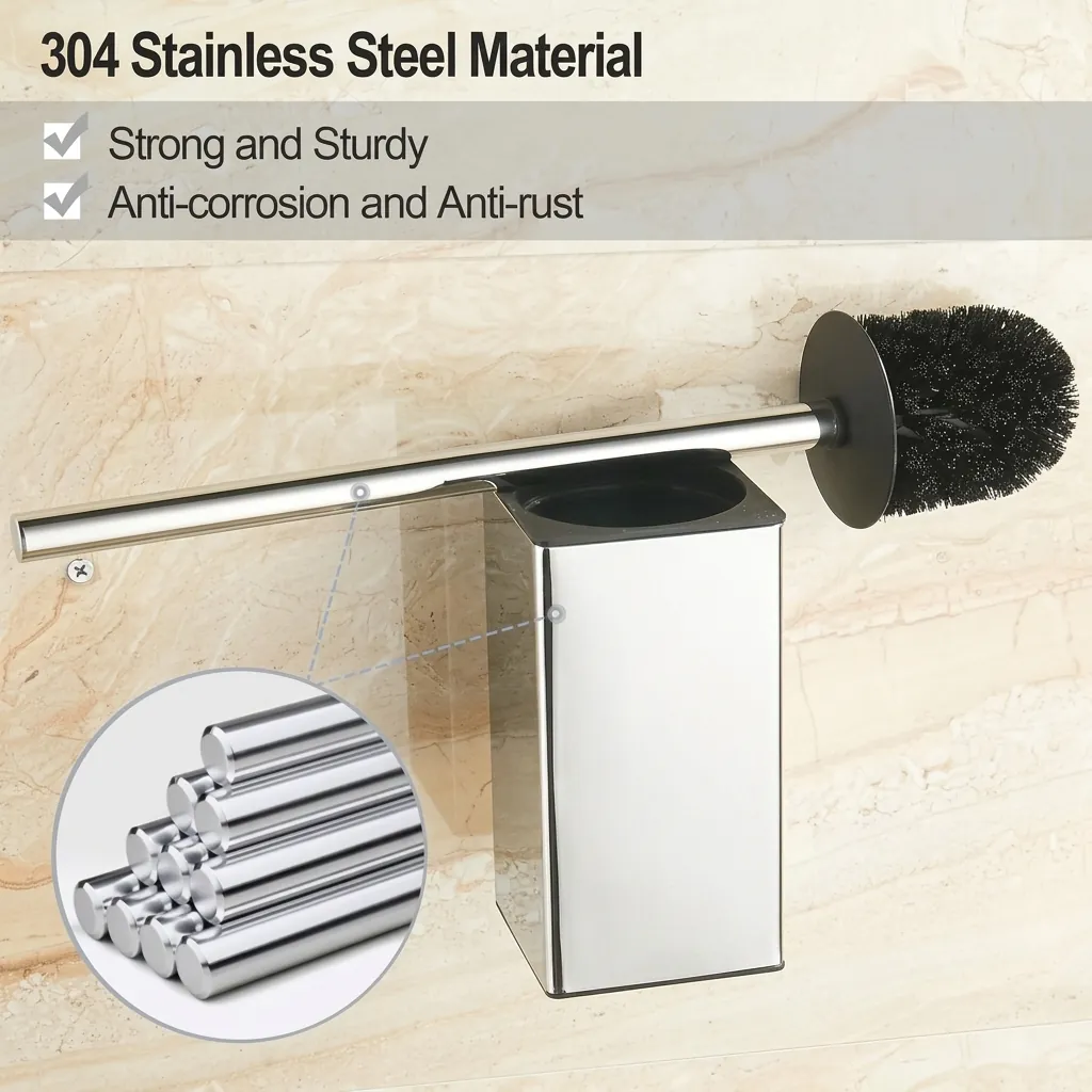 Square Stainless Steel Wall Mount Toilet Brush Holder [1029] — TBR-1029 (image 5)