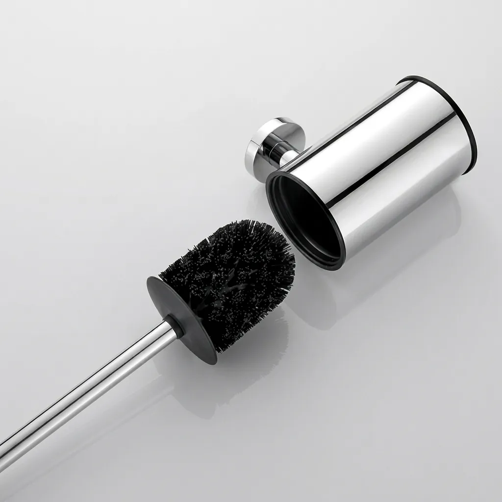 Stainless Steel Wall-Mounted Toilet Brush Holder with Anti-Splash Lid — TBR-1035 (image 3)