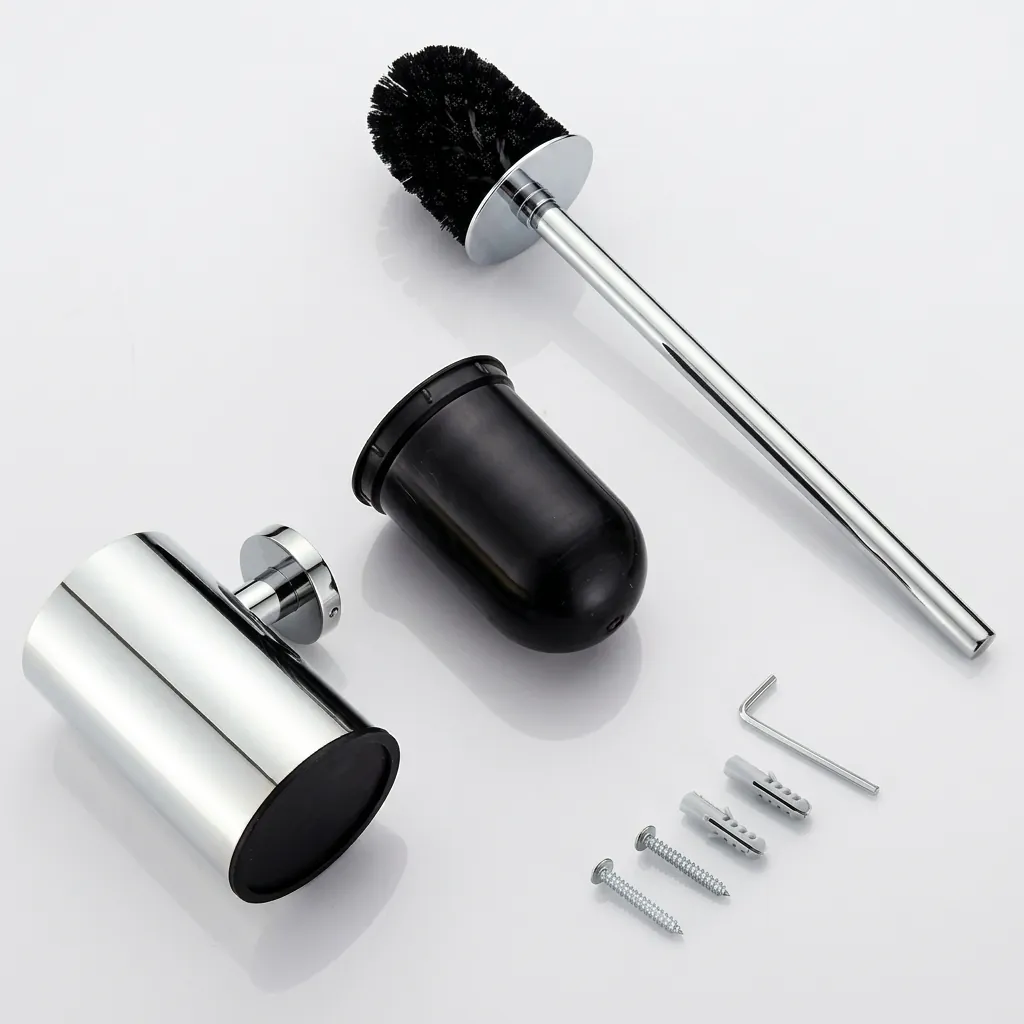 Stainless Steel Wall-Mounted Toilet Brush Holder with Anti-Splash Lid — TBR-1035 (image 4)