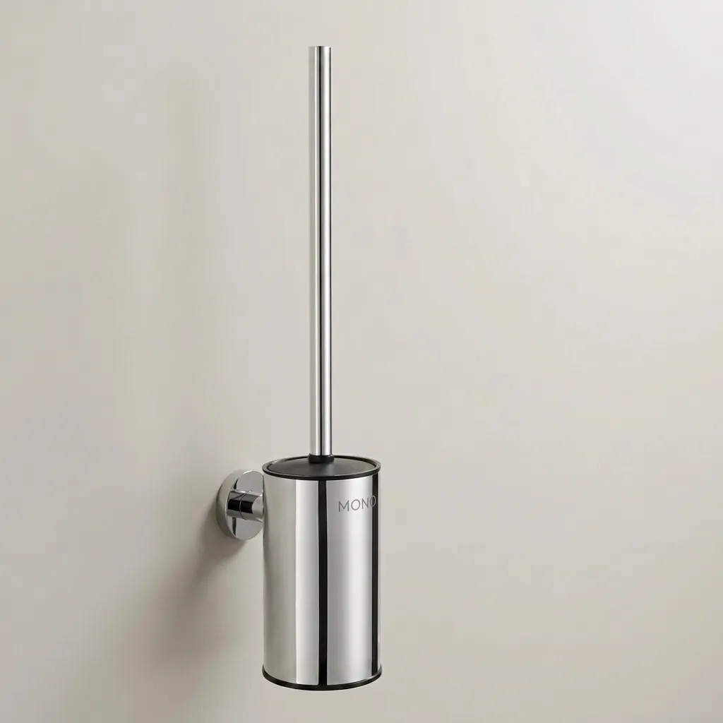 Stainless Steel Wall-Mounted Toilet Brush Holder with Anti-Splash Lid — TBR-1035