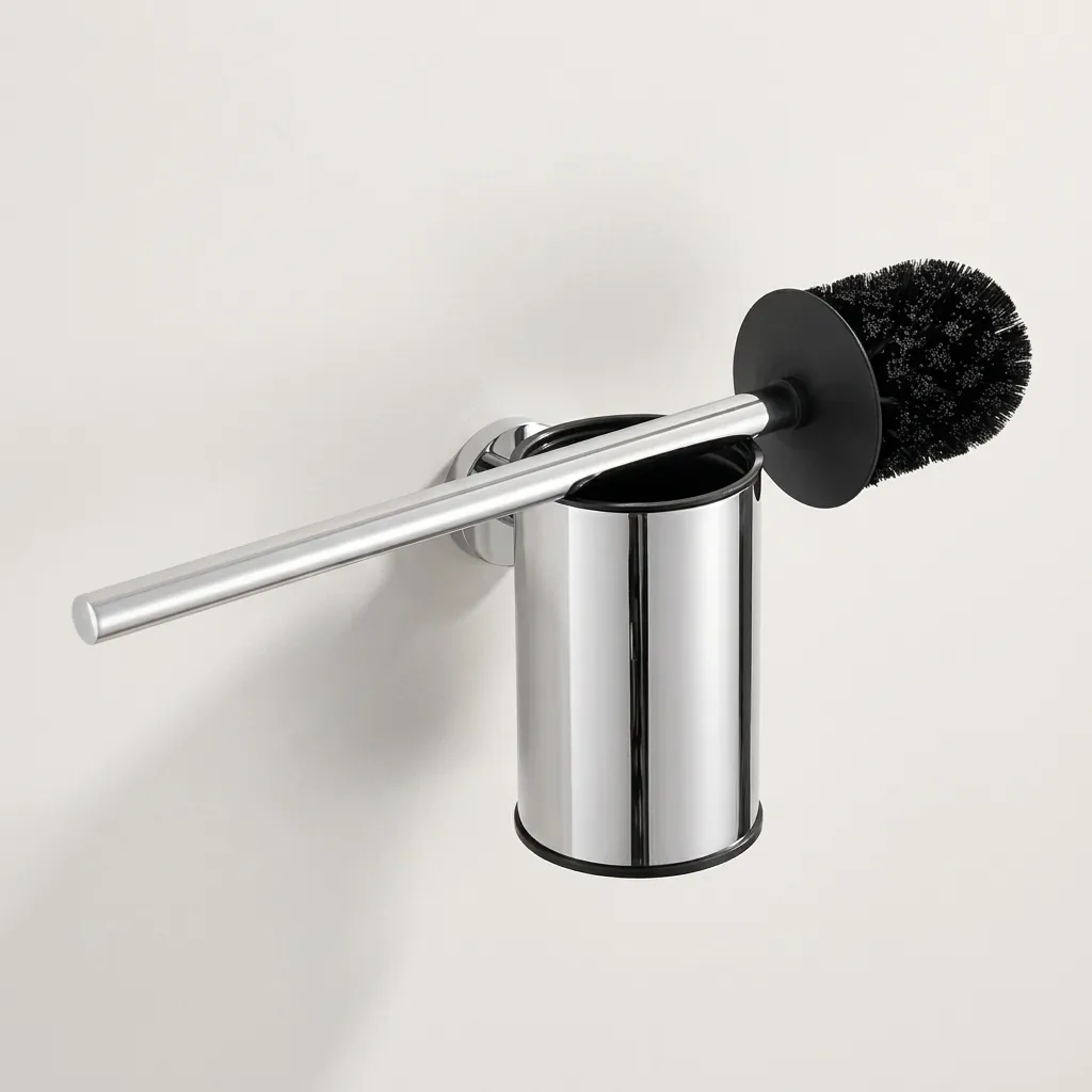 Stainless Steel Wall-Mounted Toilet Brush Holder with Anti-Splash Lid — TBR-1035 (image 6)