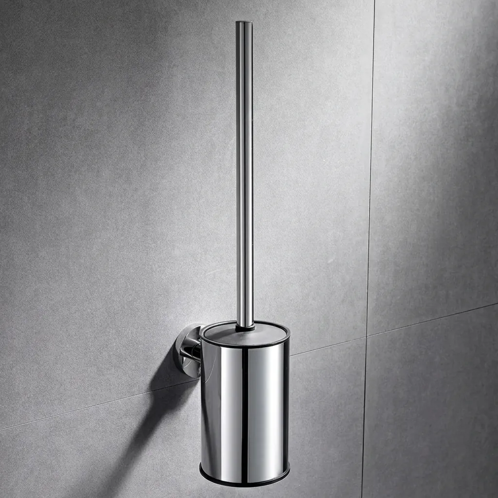 Stainless Steel Wall-Mounted Toilet Brush Holder with Anti-Splash Lid — TBR-1035 (image 7)