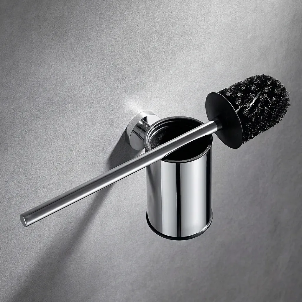 Stainless Steel Wall-Mounted Toilet Brush Holder with Anti-Splash Lid — TBR-1035 (image 8)