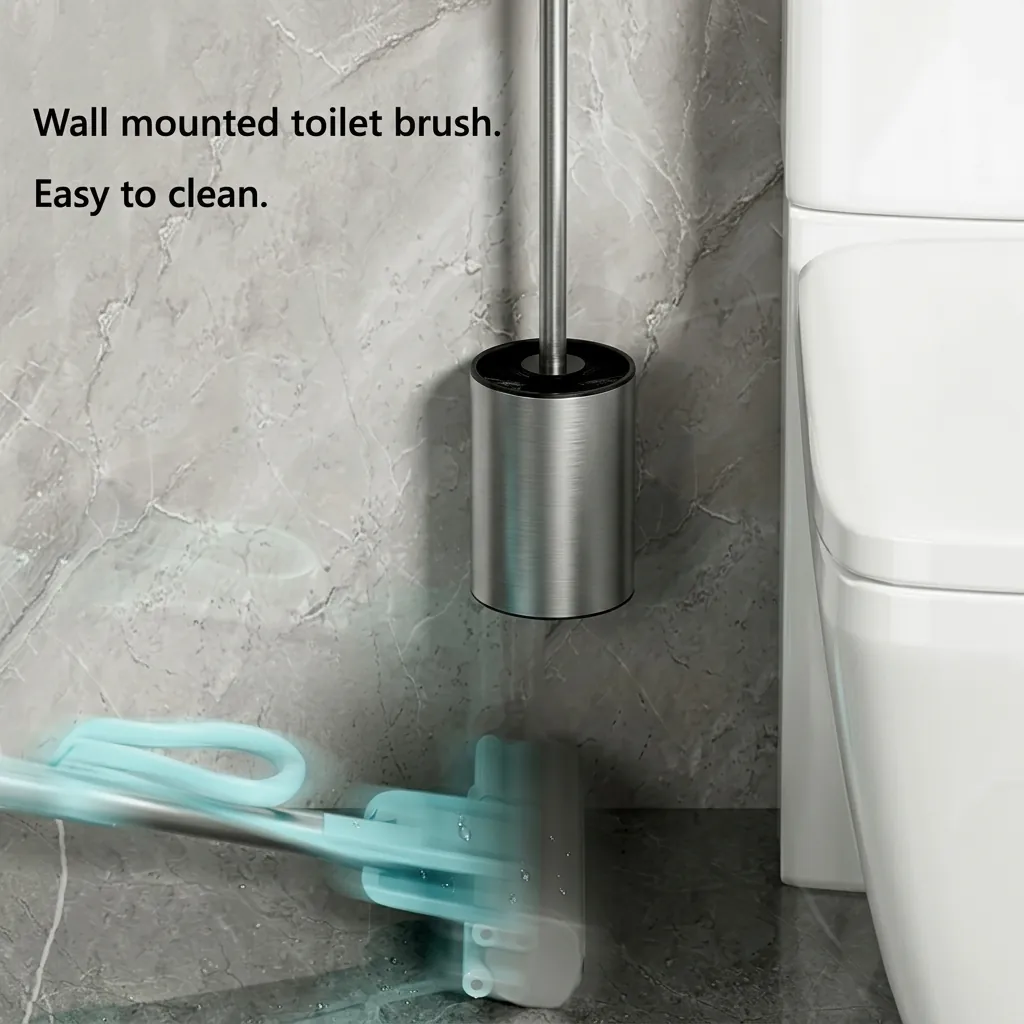 Round Stainless Steel Wall Mount Toilet Brush Holder 130mm Brushed — TBR-1037 (image 4)