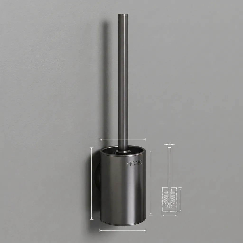 Round Stainless Steel Wall Mount Toilet Brush Holder 130mm Brushed — TBR-1037 (image 1)