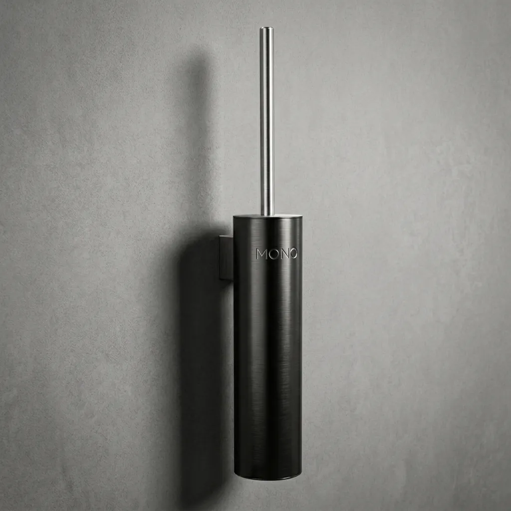 Round Stainless Steel Wall Mount Toilet Brush Holder 280mm Brushed — TBR-1039