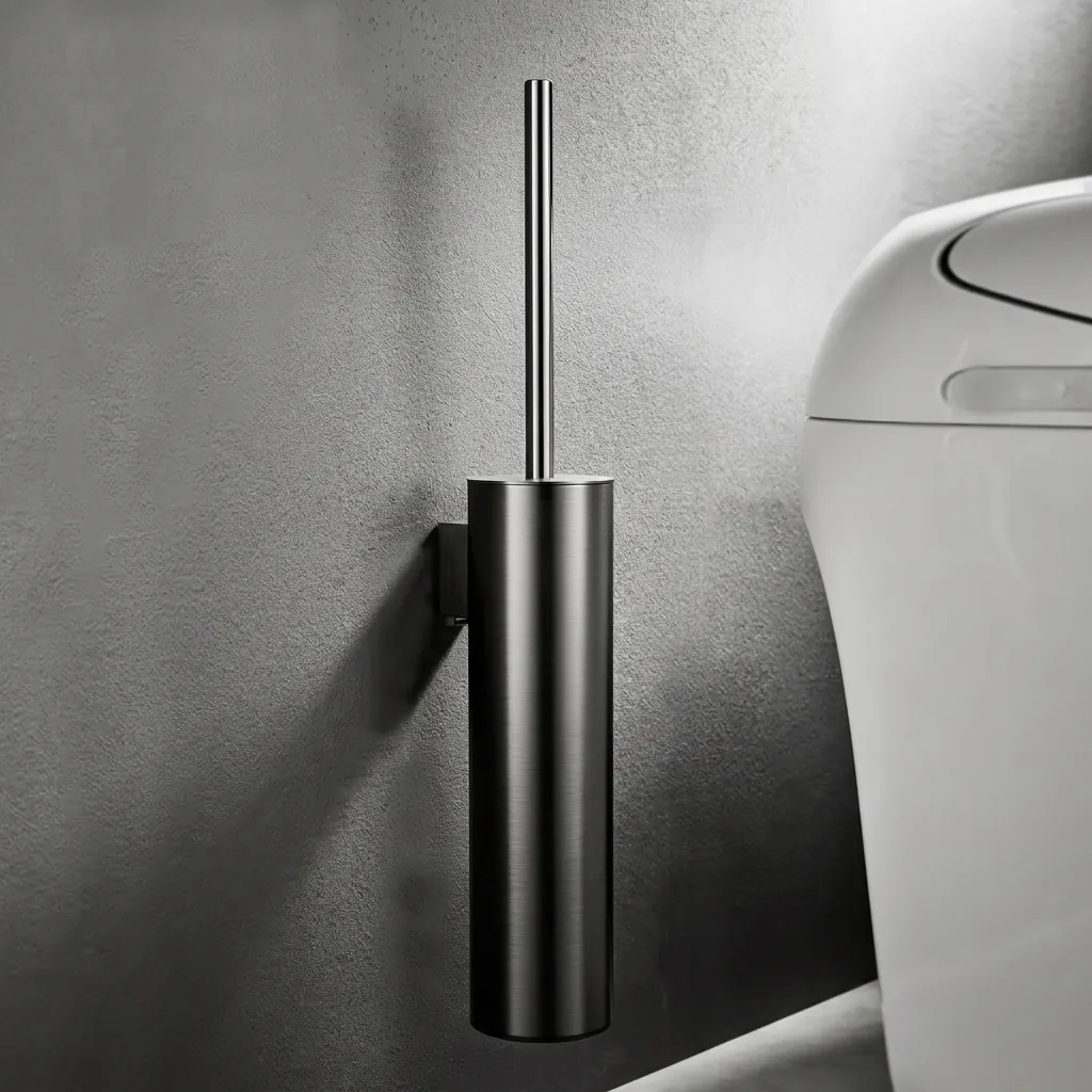 Round Stainless Steel Wall Mount Toilet Brush Holder 280mm Brushed — TBR-1039 (image 3)