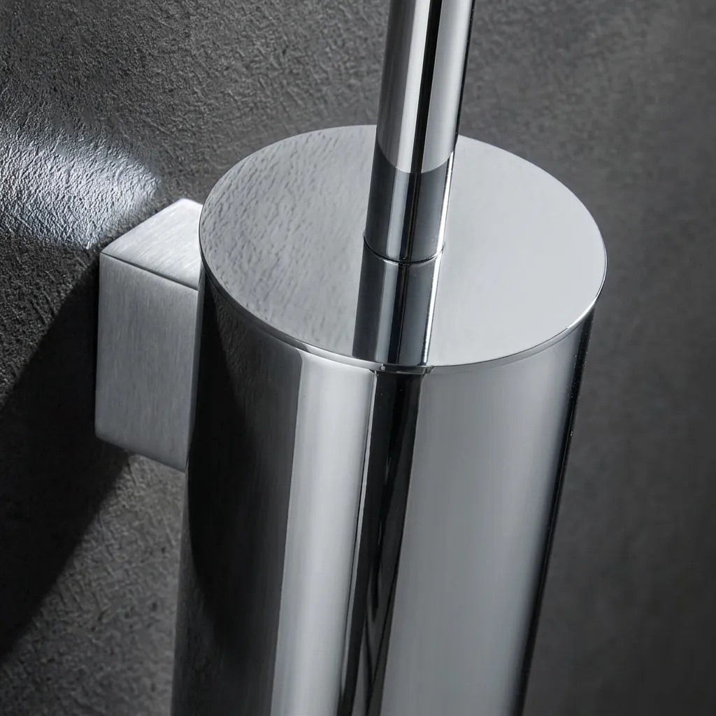 Round Stainless Steel Wall Mount Toilet Brush Holder 280mm Brushed — TBR-1039 (image 4)