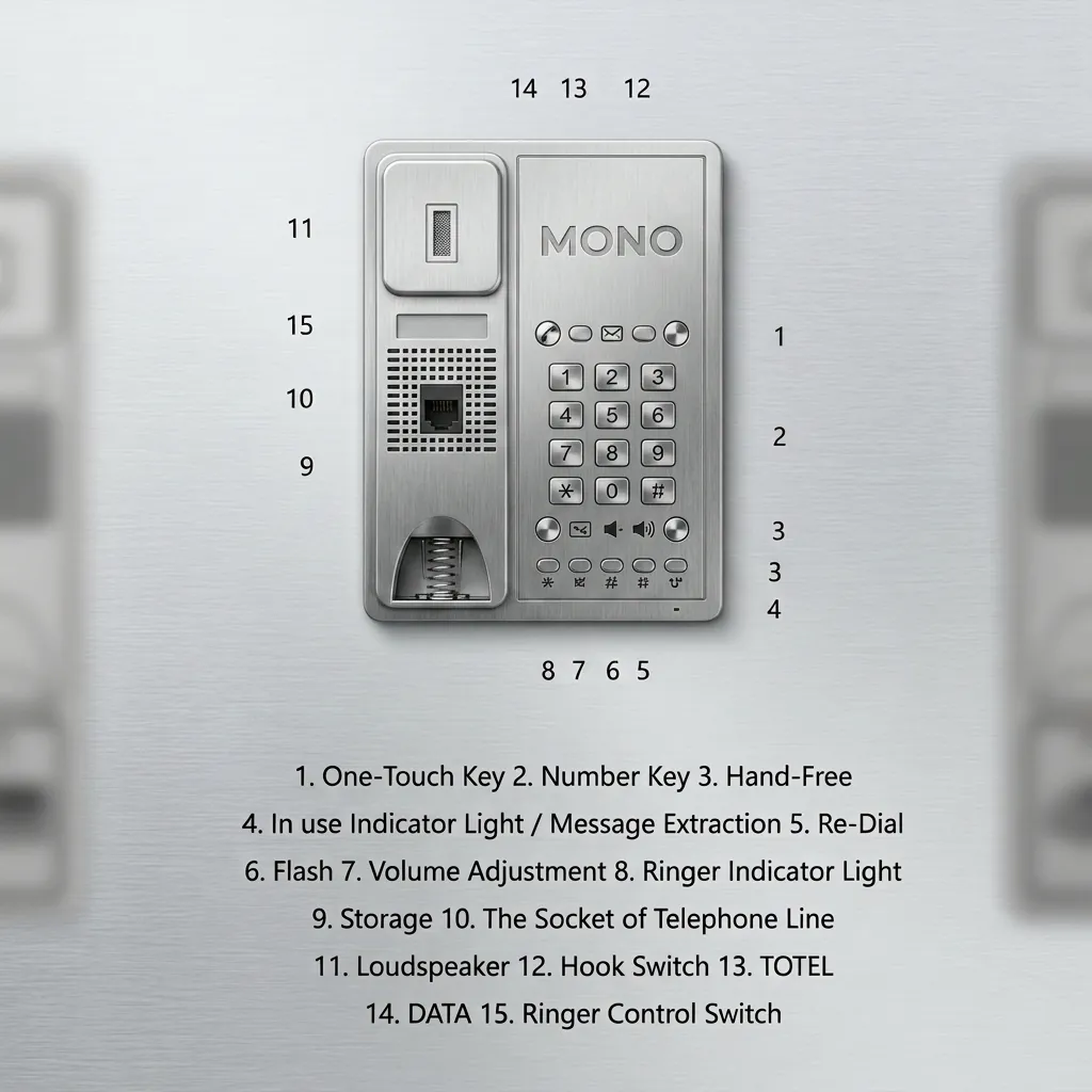 Hotel Desk Telephone with One-Touch Buttons [1036] — TEL-1036 (image 2)