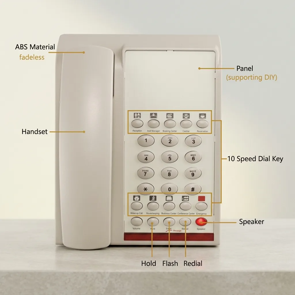 Hotel Desk Telephone with One-Touch Buttons [1037] — TEL-1037 (image 3)