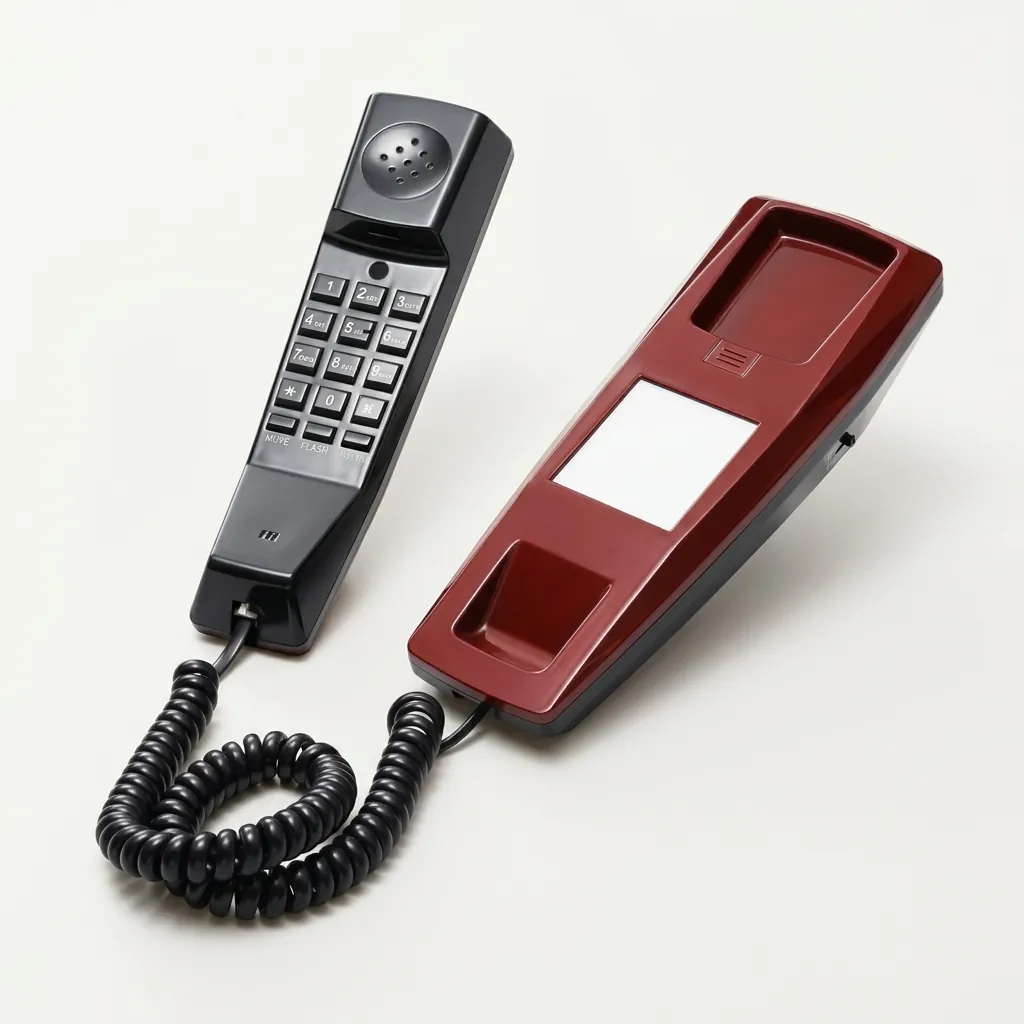 Telephone For Hotel Room - Uv Oil [1052] — TEL-1052 — A hotel room telephone with an ergonomic design and a high-gloss UV-coated shell that resists fading. A soft ring tone, ring-indicator light, SOS emergency key, auto-redial and mute round out the features, with protection against EMI, moisture and lightning. Desk or wall mountable, finished in red. (image 4)