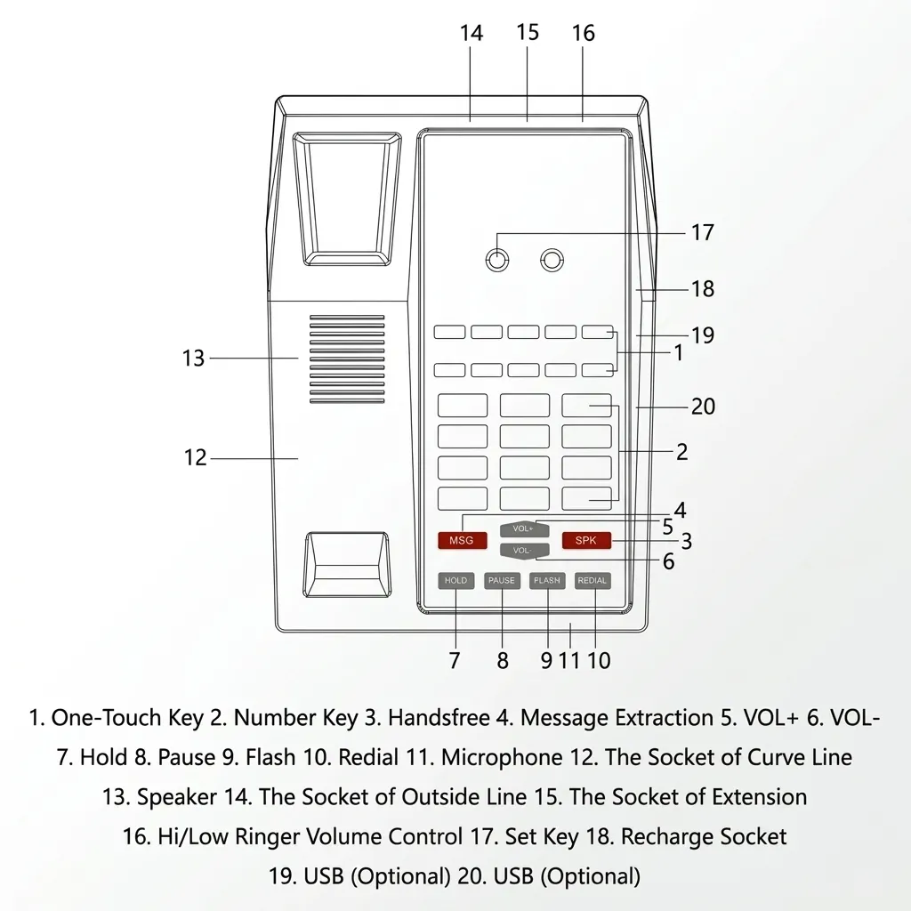 Hotel Desk Telephone with One-Touch Buttons [1053] — TEL-1053 (image 4)