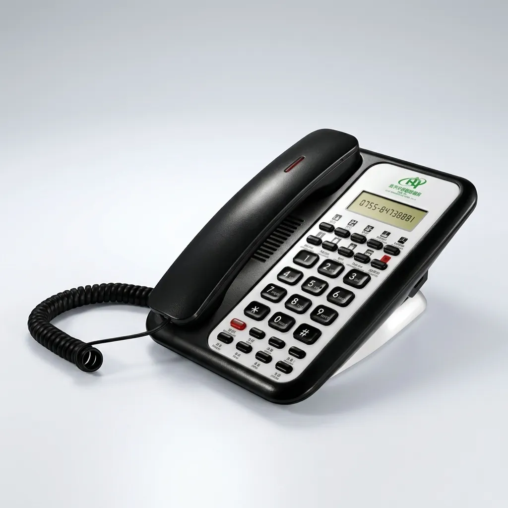 Telephone With Display For Hotel Room - Uv Oil Matt with Handsfree [1062] — TEL-1062 — A hotel room telephone with a caller display, hands-free calling and a matt UV-coated finish. One-touch service buttons, 14-digit memory and adjustable speaker and ring volumes make it practical, with broad PBX compatibility. Finished in black. (image 2)