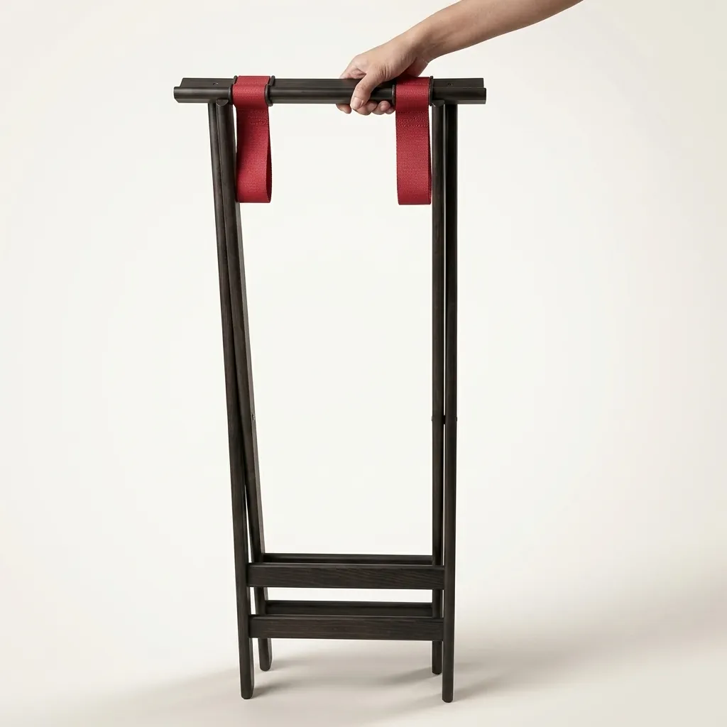 Tall Wood Folding Tray Stand Mahogany — TRS-1024 (image 2)