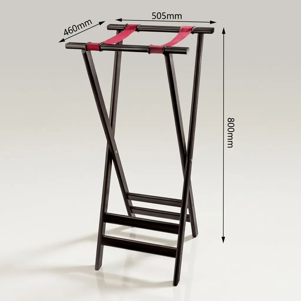 Tall Wood Folding Tray Stand Mahogany — TRS-1024 (image 3)