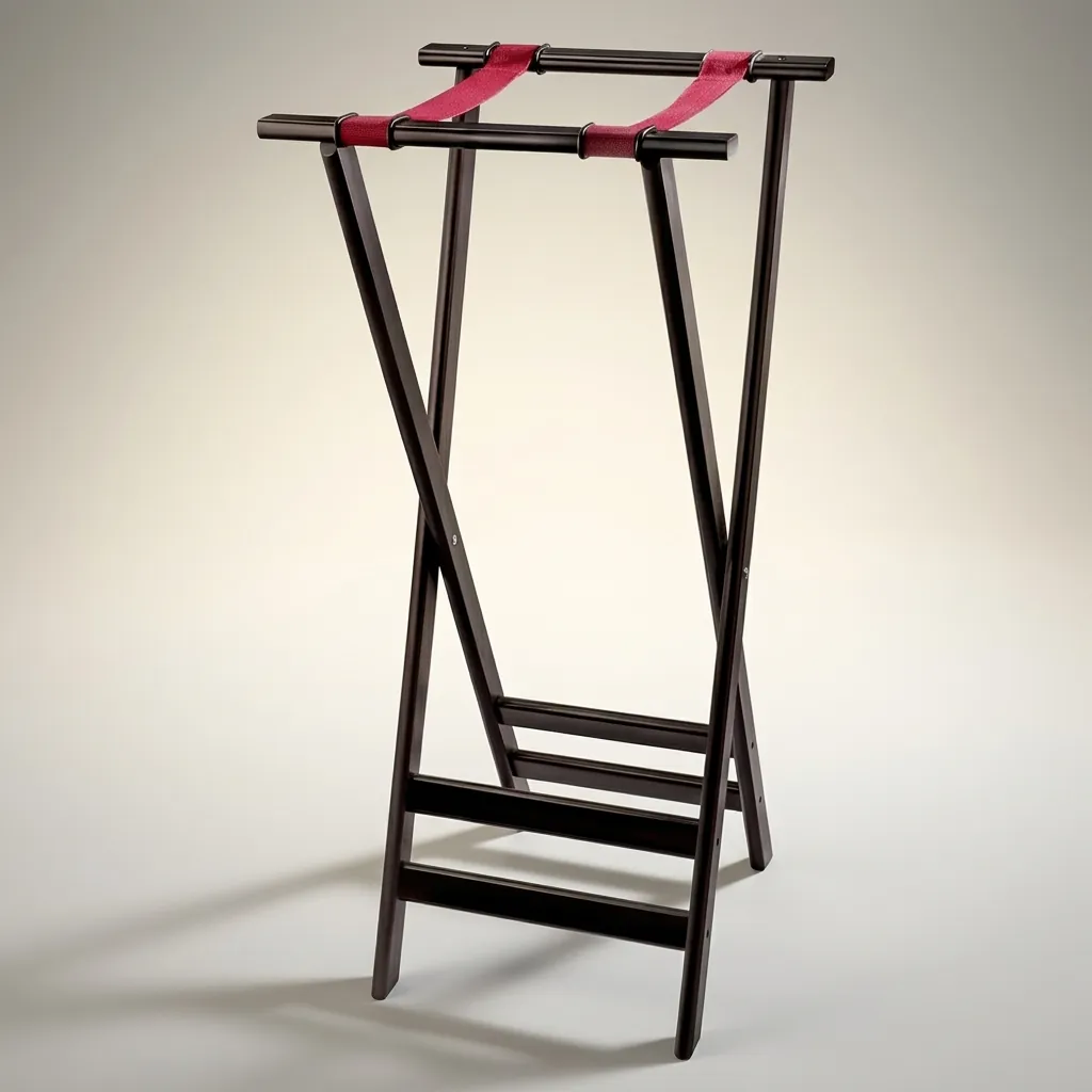 Tall Wood Folding Tray Stand Mahogany — TRS-1024 (image 5)